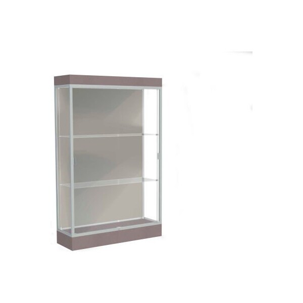 Waddell Display Case Of Ghent Edge Lighted Floor Case, Harbor Back, Satin Frame, 6" Morro Zephyr Base, 48"W x 76"H x 20"D 92LFHB-SN-MZ - main